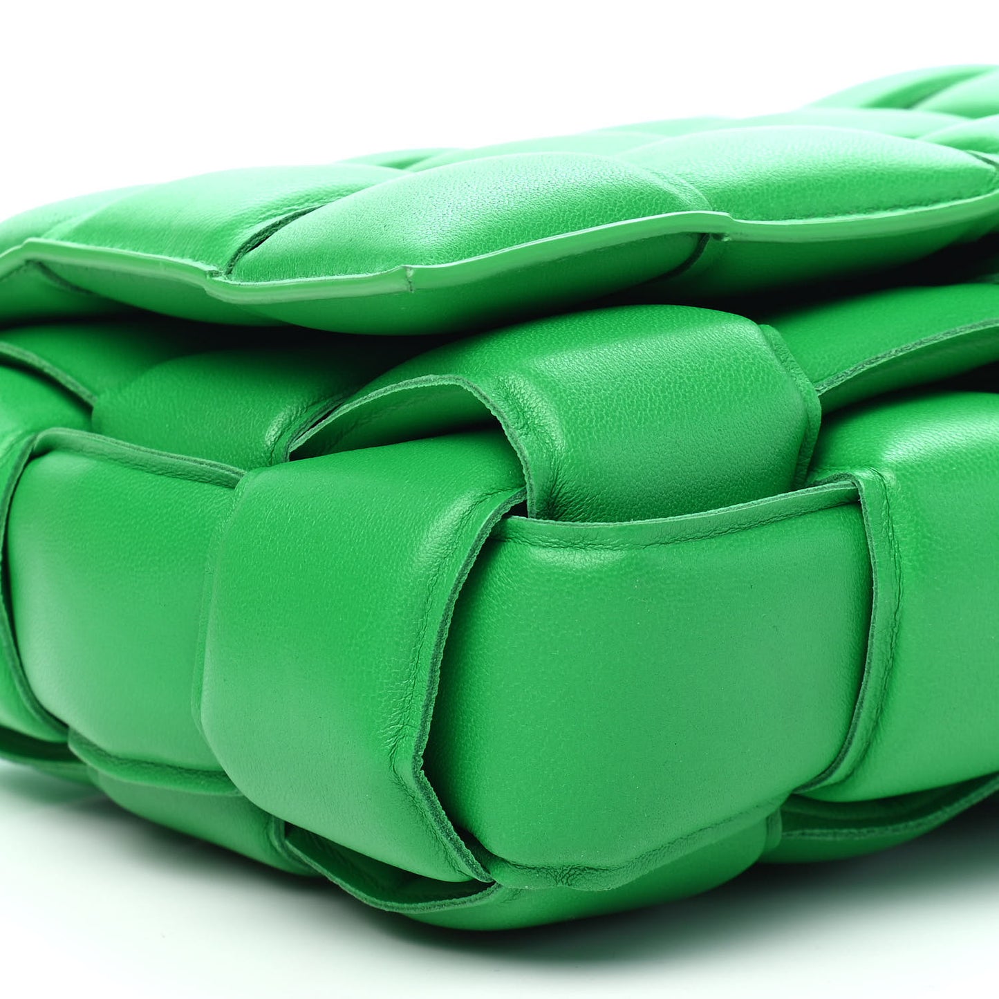 Nappa Maxi Intreccio Padded Cassette Crossbody Bag Grass