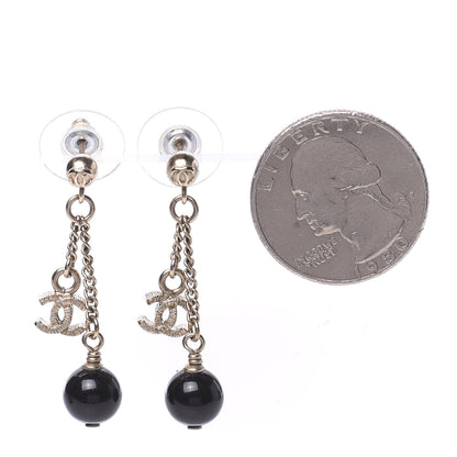 Chanel Resin CC Bead Drop Earrings Gold Black 2 of 4