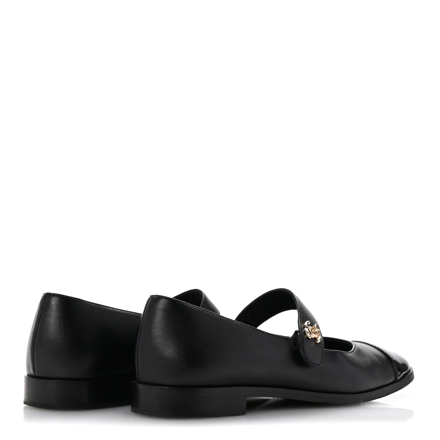Calfskin Patent Mary Janes Flats 37 Black