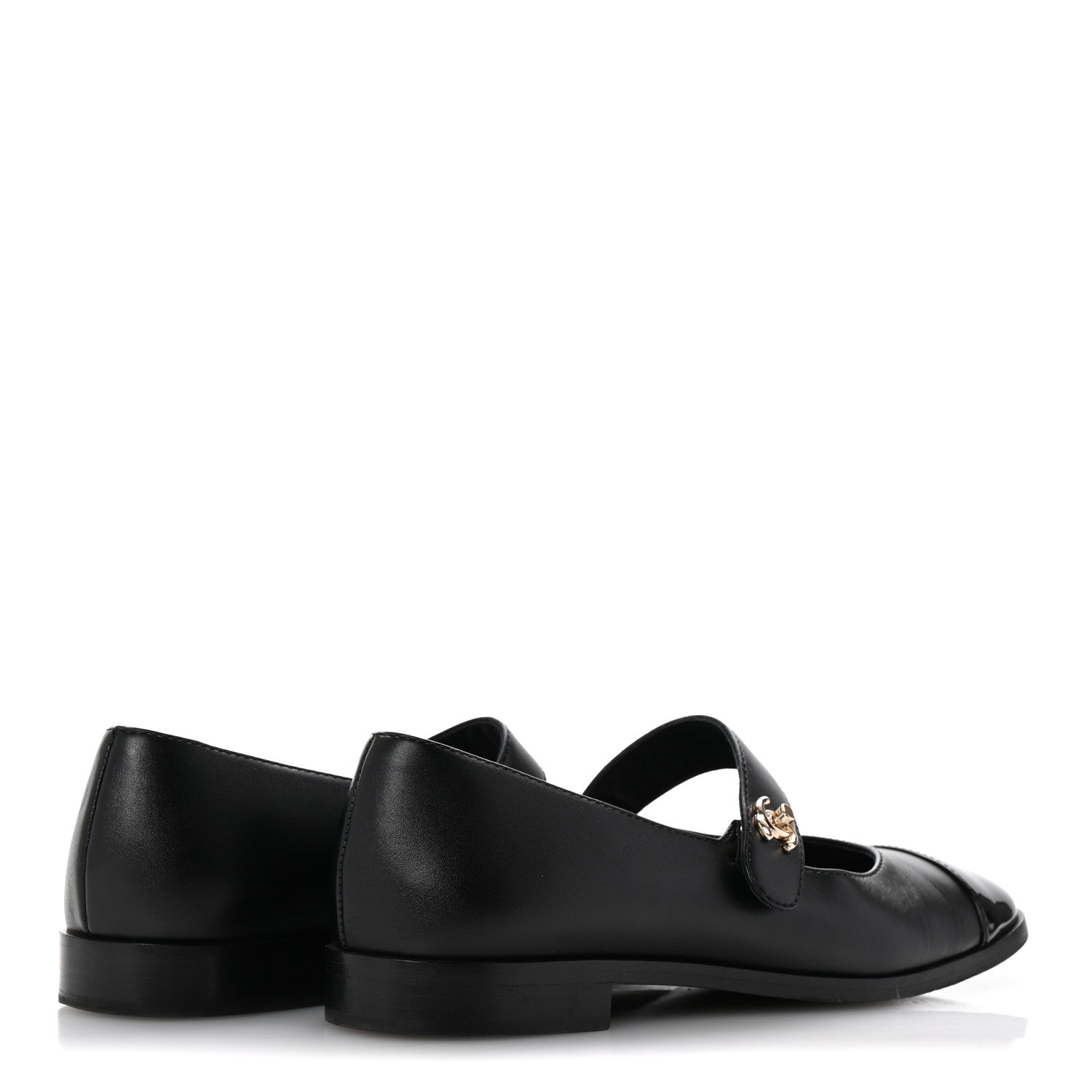 Chanel Calfskin Patent Mary Janes Flats 37 Black 5 of 12