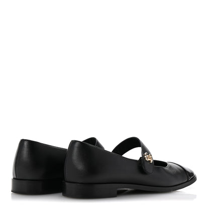 Chanel Calfskin Patent Mary Janes Flats 37 Black 5 of 12