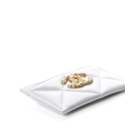Chanel Metallic Goatskin Quilted 19 Card Holder Silver 6 of 10