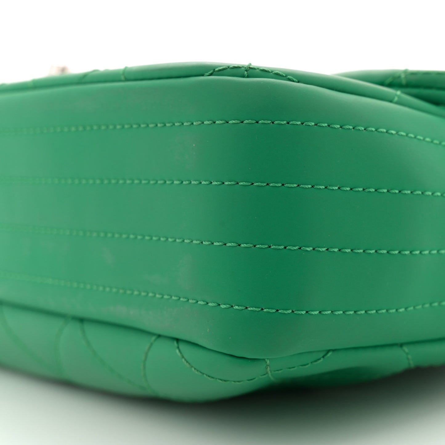 Rubber Quilted Lambskin Medium Coco Rain Flap Green