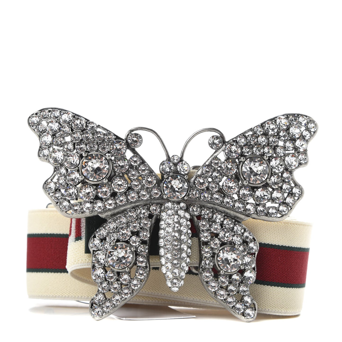 Jacquard Crystal Stripe Butterfly Belt 80 32 White