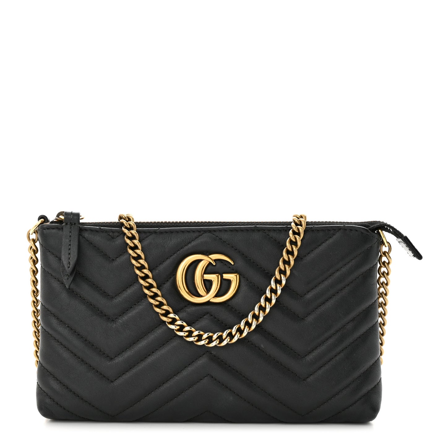 Calfskin Matelasse Mini GG Marmont Chain Bag Black