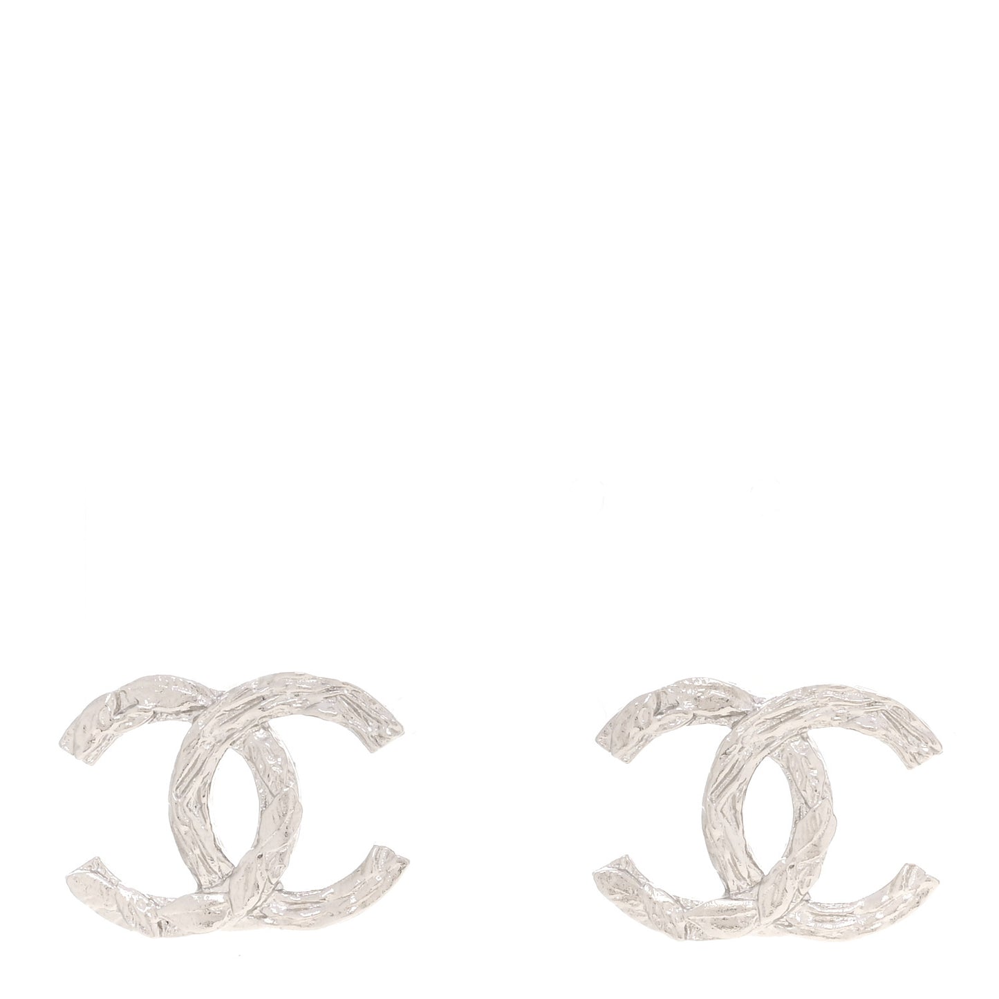 Metal CC Textured Earrings Silver