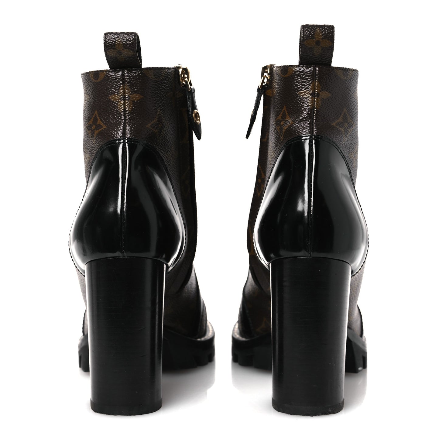 Patent Calfskin Monogram Star Trail Ankle Boots 40 Black
