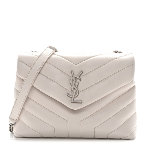 Calfskin Y Quilted Monogram Small Loulou Chain Satchel Ivory