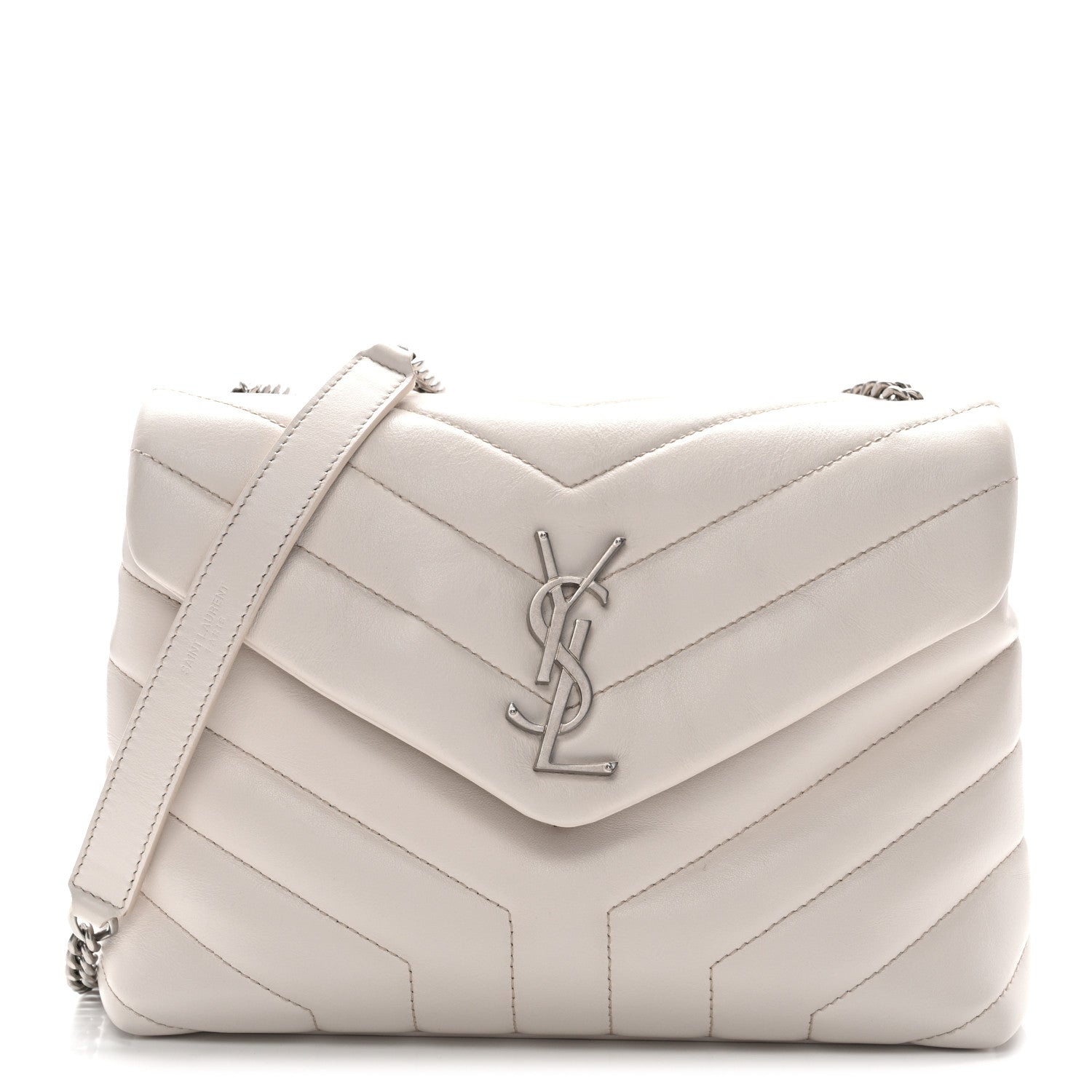 Saint Laurent Calfskin Y Quilted Monogram Small Loulou Chain Satchel Ivory 1 of 11