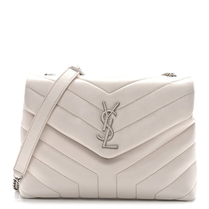 Saint Laurent Calfskin Y Quilted Monogram Small Loulou Chain Satchel Ivory 1 of 11