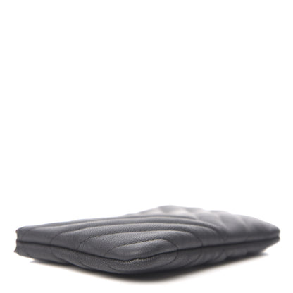 Chanel Caviar Chevron Quilted Small Cosmetic Case Black 3 of 7