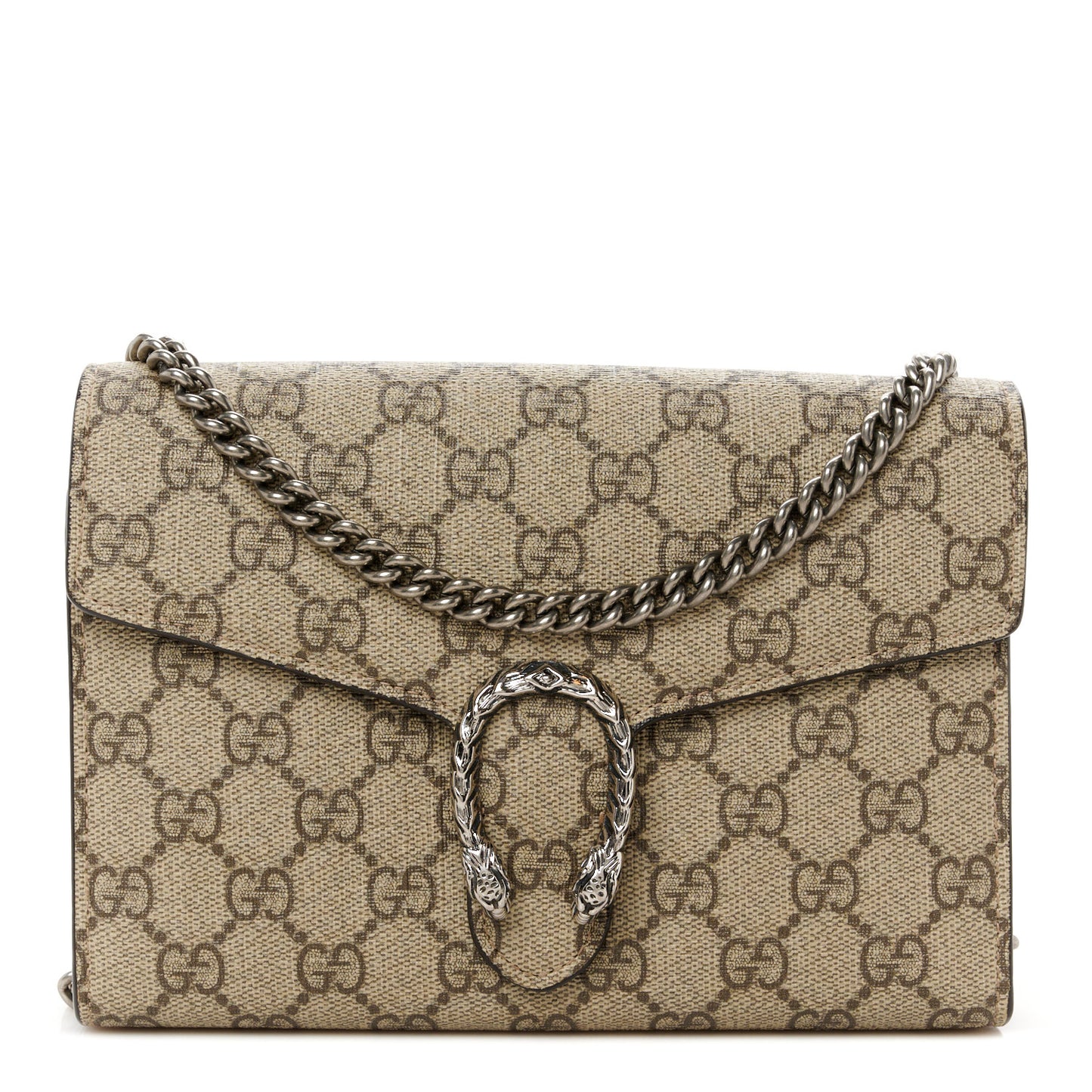 GG Supreme Monogram Mini Dionysus Chain Wallet Beige Taupe