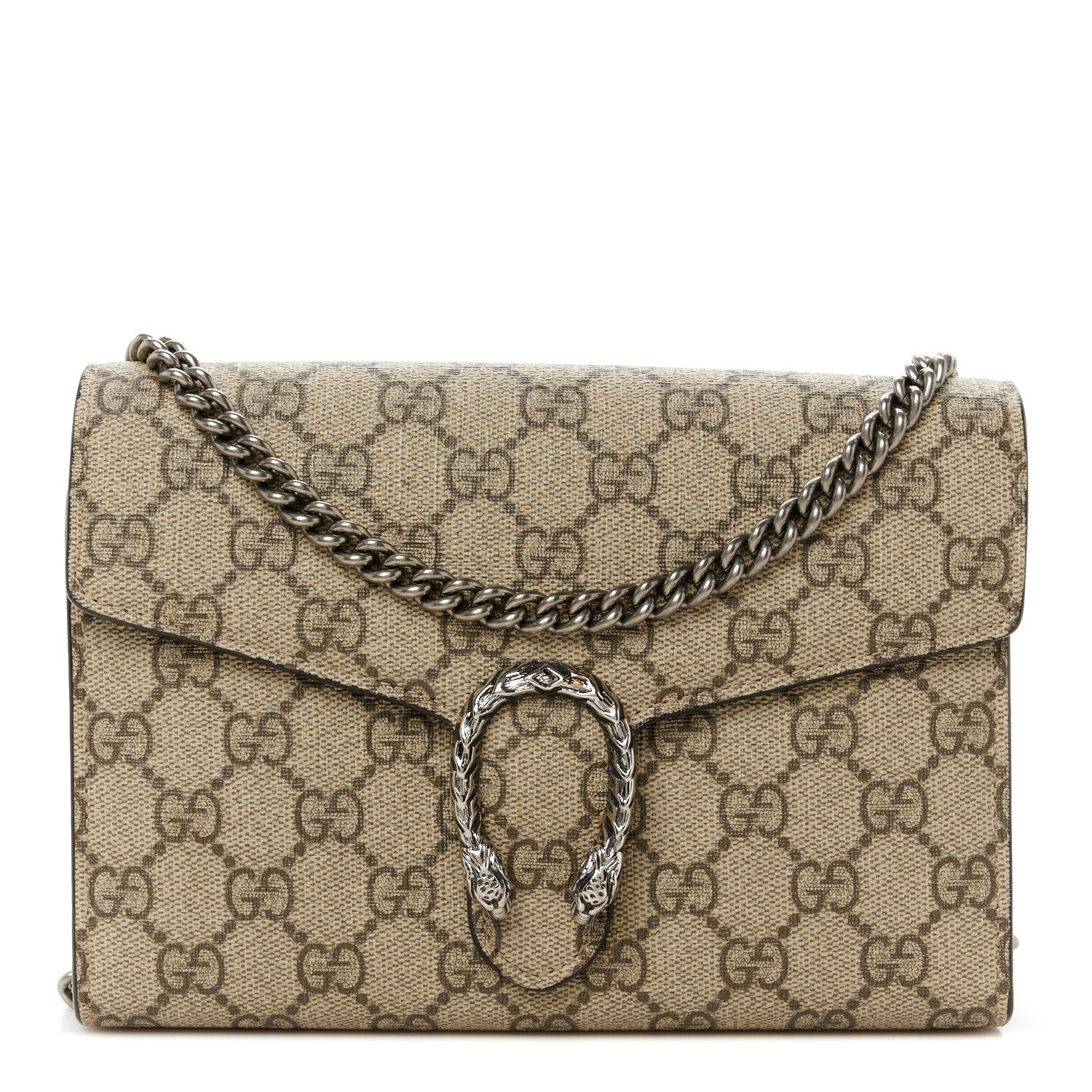 Gucci GG Supreme Monogram Mini Dionysus Chain Wallet Beige Taupe 1 of 10