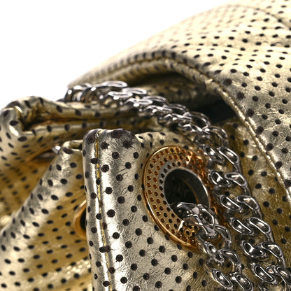 Chanel Metallic Calfskin Perforated Large Drill Accordion Flap Gold 11 of 16