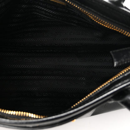 Prada Glossy Calfskin Triangle Medium Bonnie Shoulder Bag Black 5 of 10