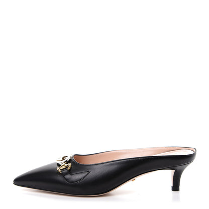 Gucci Malaga Kid Zumi Low Heel Mules 38 Black 1 of 11