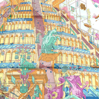 Hermes Silk La Legende Du Cheval Scarf 90 Mauve Aqua Camel 3 of 4