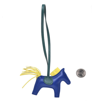 Hermes Milo Lambskin Grigri Rodeo Horse Bag Charm PM Bleu Electrique Lime Malachite 2 of 5