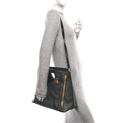 Tom Ford Pebbled Calfskin Alix Padlock Foldover Bag Black 3 of 10