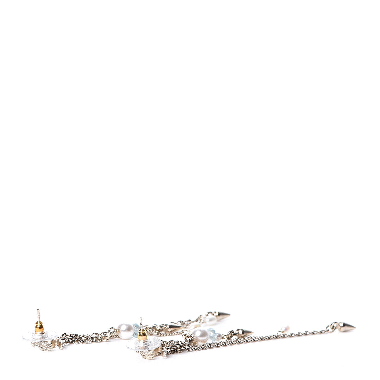 Chanel Pearl Beaded CC Drop Earrings Gold 3 of 5