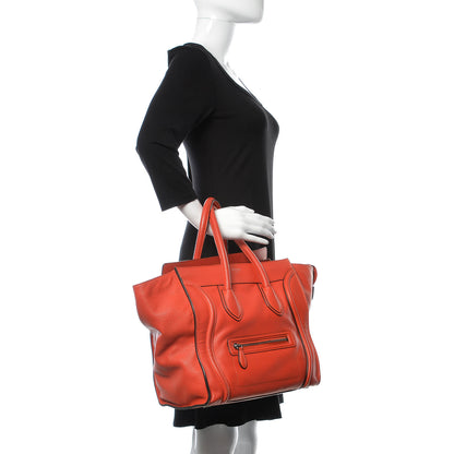 Celine Drummed Calfskin Mini Luggage Vermillion 2 of 10