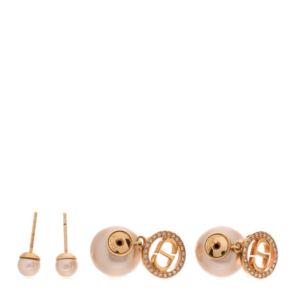 Christian Dior Pearl Crystal Tribal CD Drop Earrings Rose Gold 3 of 4
