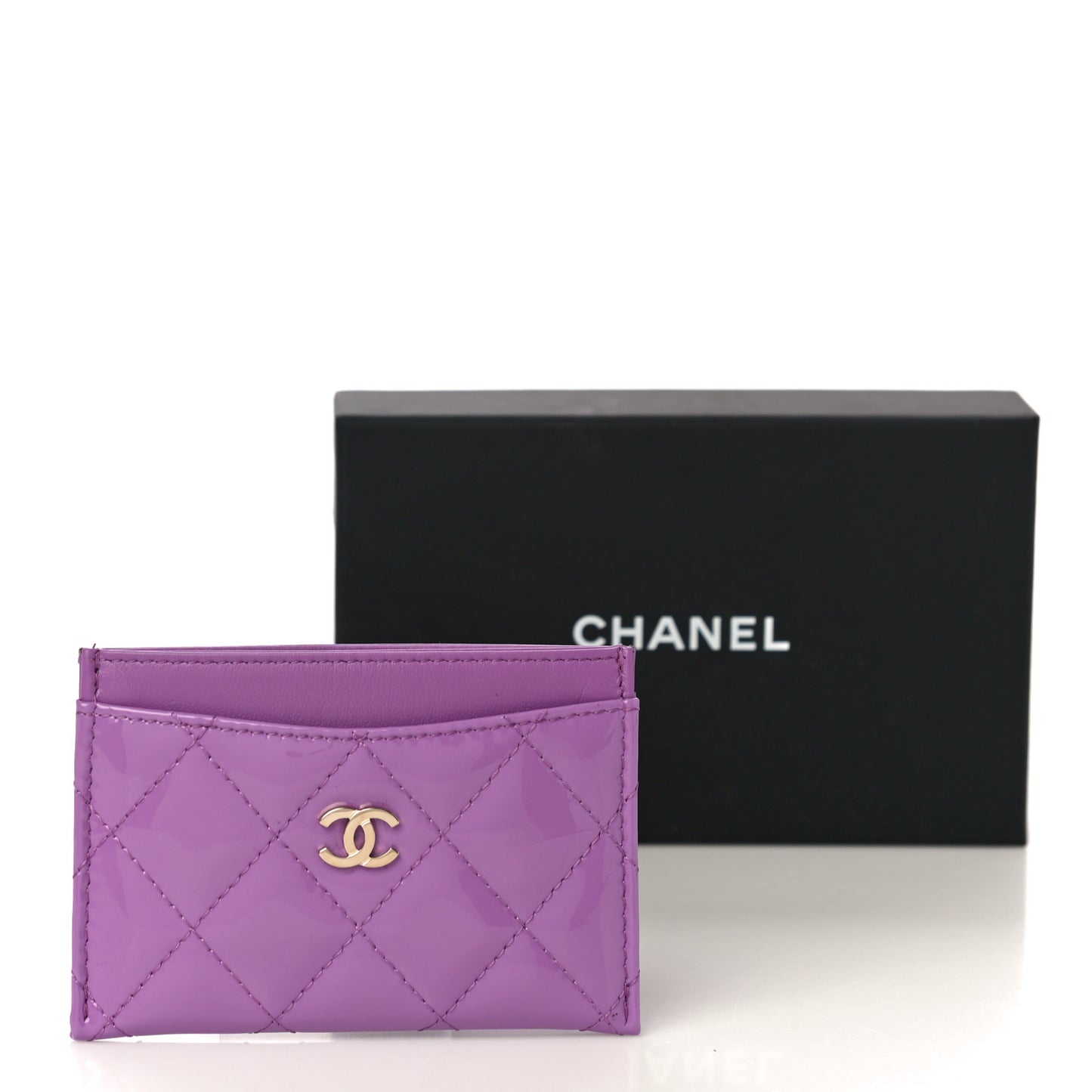Patent Quilted Card Holder Purple