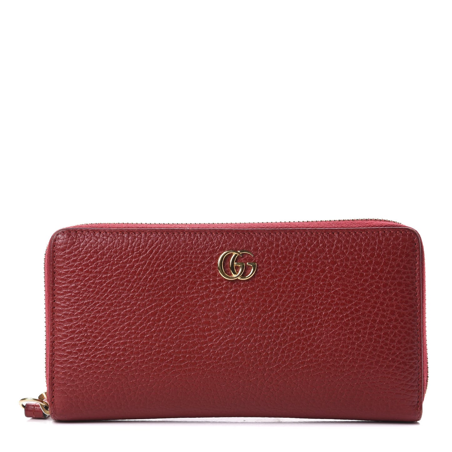 Dollar Calfskin GG Marmont Zip Around Wallet Hibiscus Red