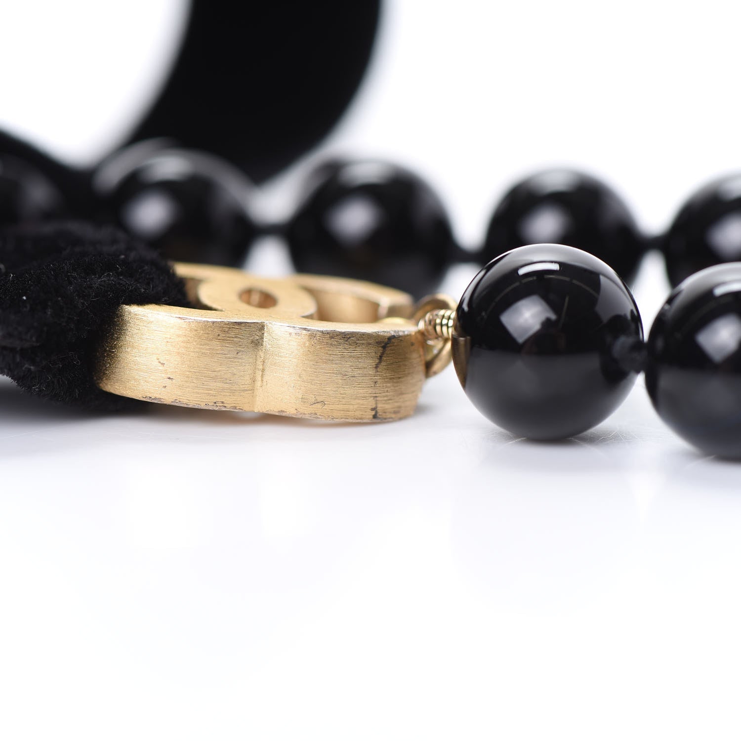 Chanel Beaded CC Long Necklace Gold Black 4 of 4