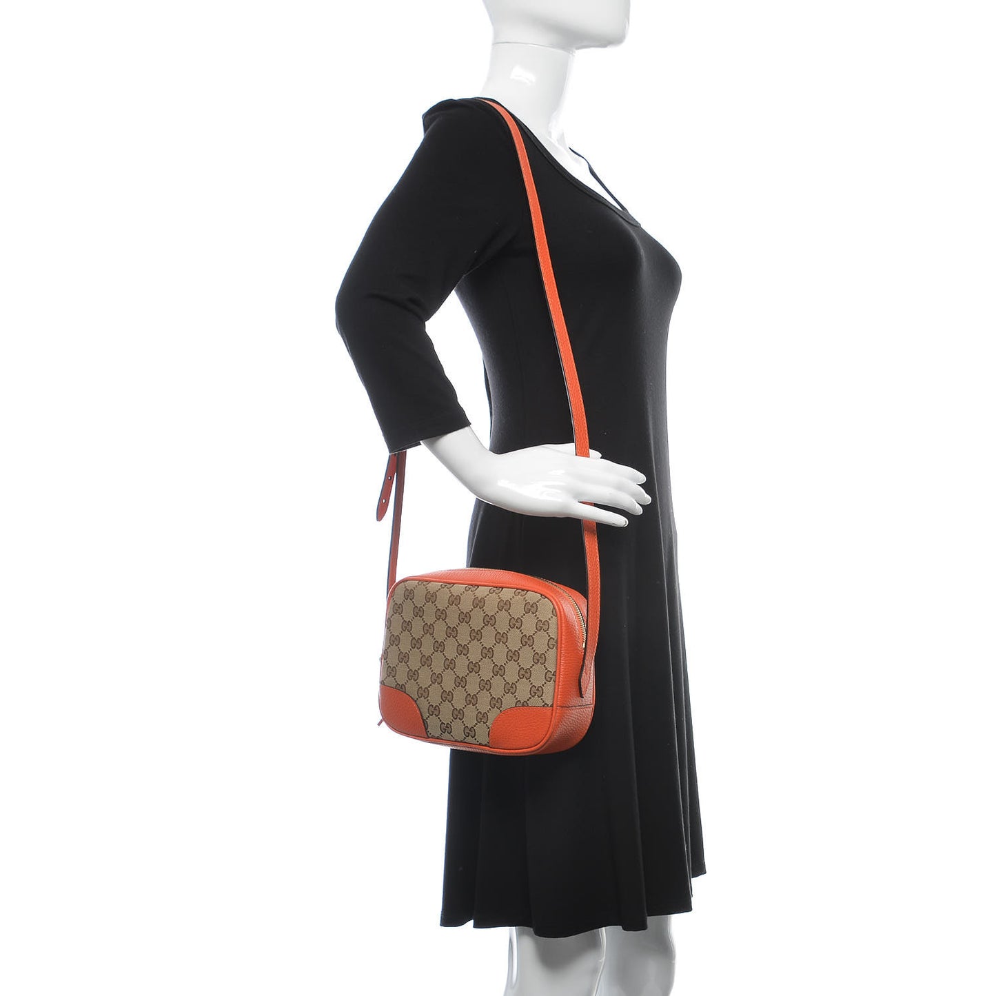 Monogram Dollar Calfskin Mini Bree Messenger Bag Beige Ebony Sun Orange
