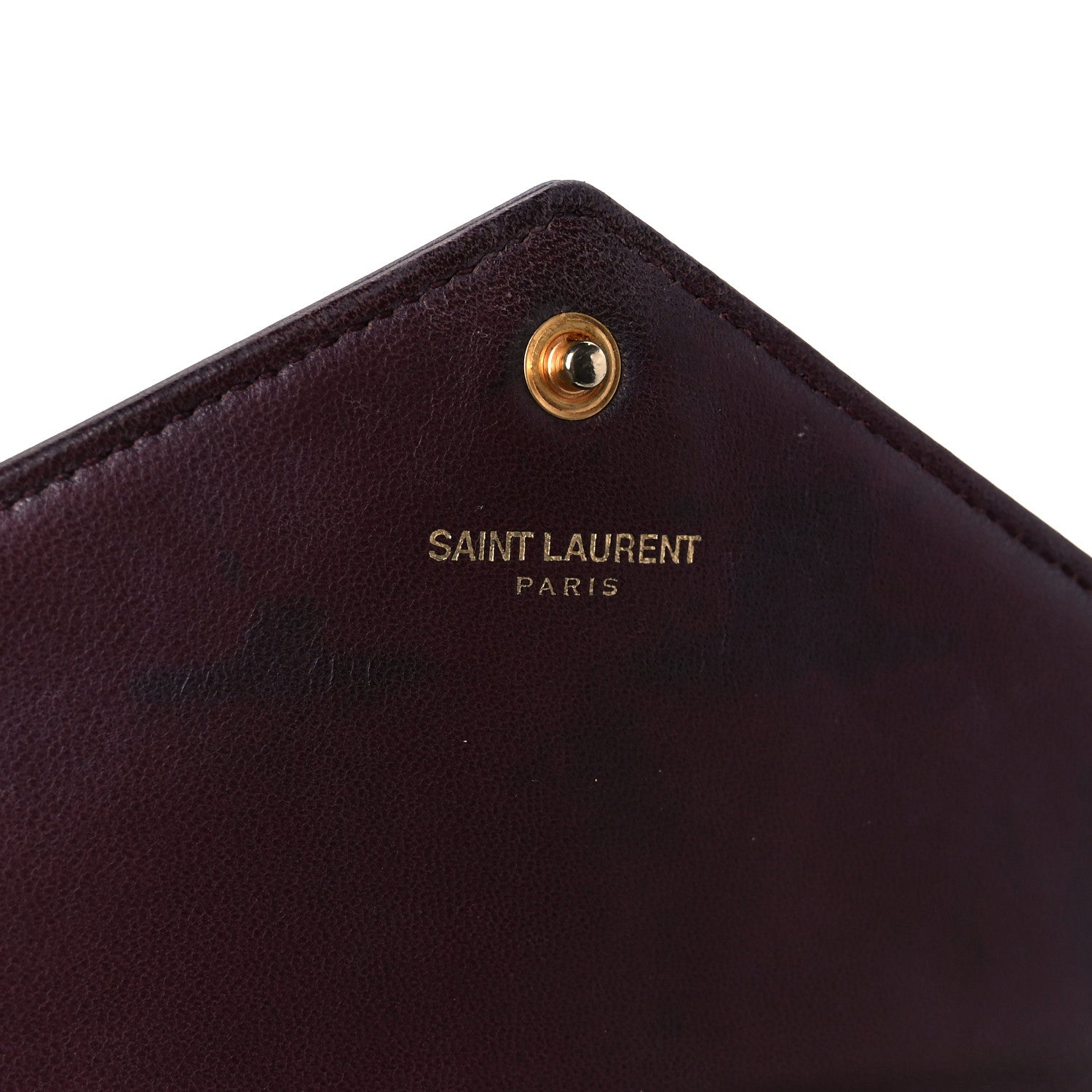 Saint Laurent Calfskin Matelasse Chevron Monogram Envelope Chain Wallet Rouge Legion 6 of 11