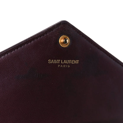 Saint Laurent Calfskin Matelasse Chevron Monogram Envelope Chain Wallet Rouge Legion 6 of 11