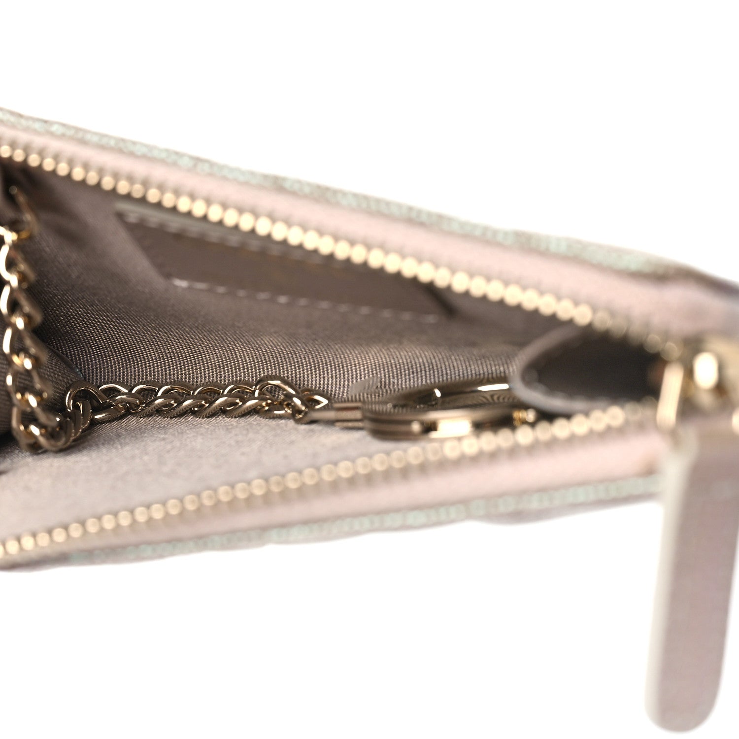 Chanel Iridescent Caviar Quilted Zipped Key Holder Case Beige 5 of 9