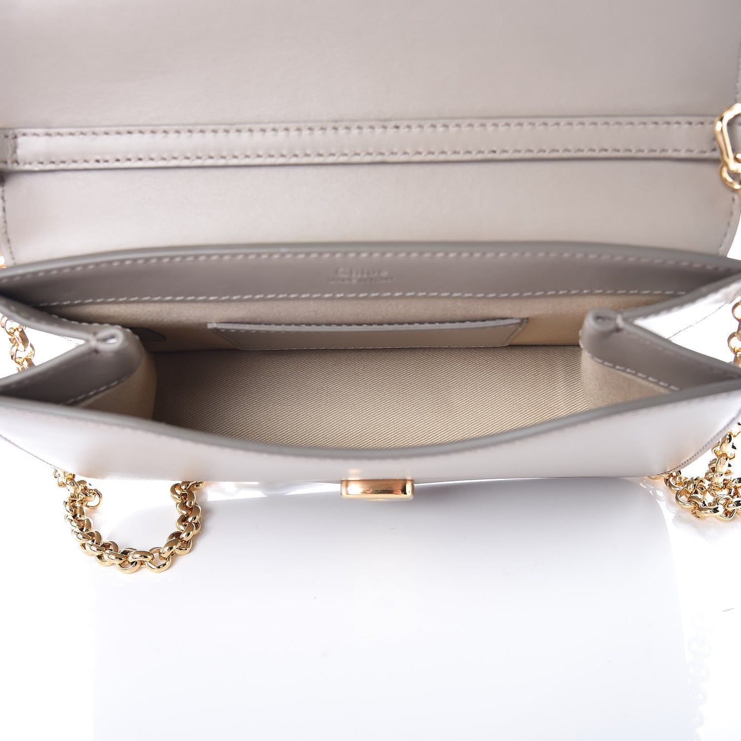 Calfskin Suede C Clutch With Chain Motty Grey