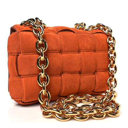 Bottega Veneta Suede Maxi Intrecciato Padded Chain Cassette Crossbody Bag Maple 3 of 9