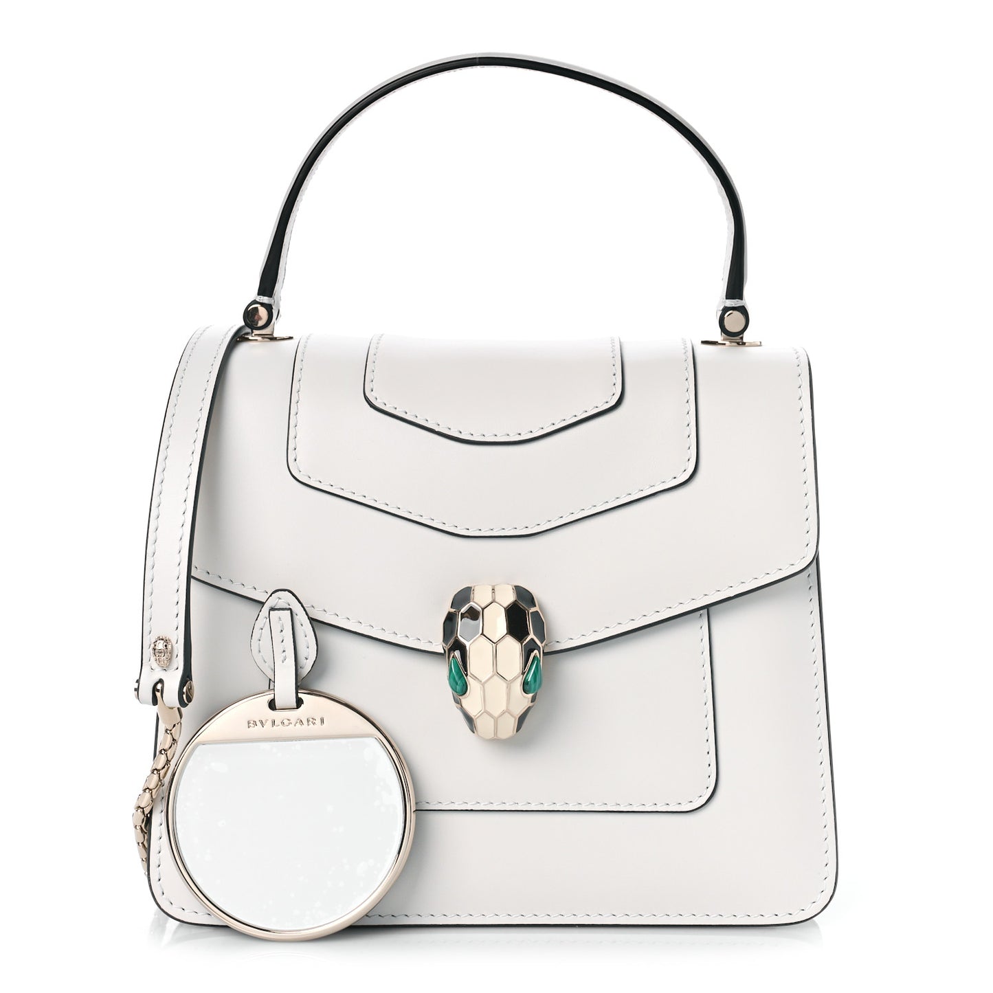 Calfskin Serpenti Forever Top Handle White
