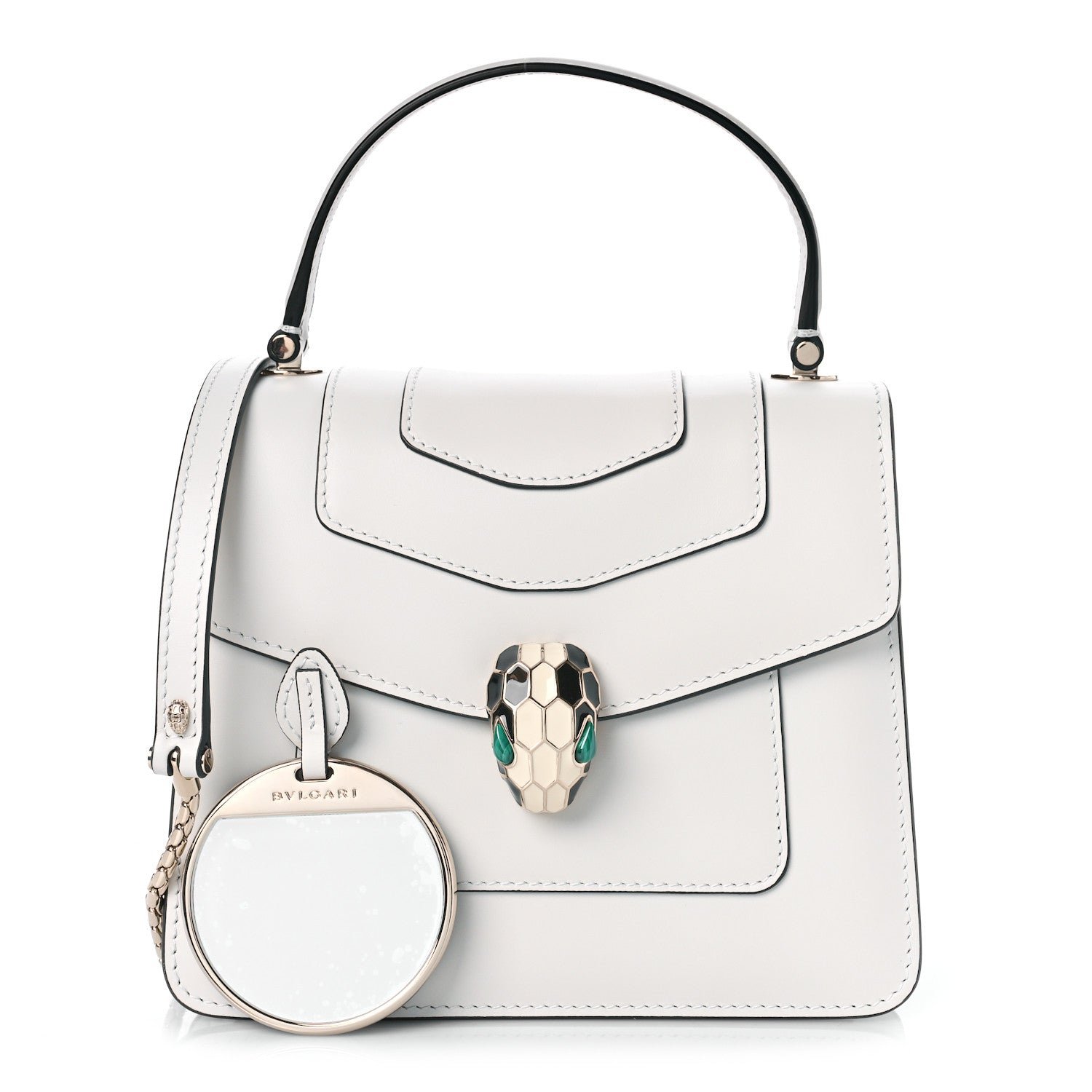 Bulgari Calfskin Serpenti Forever Top Handle White 1 of 8