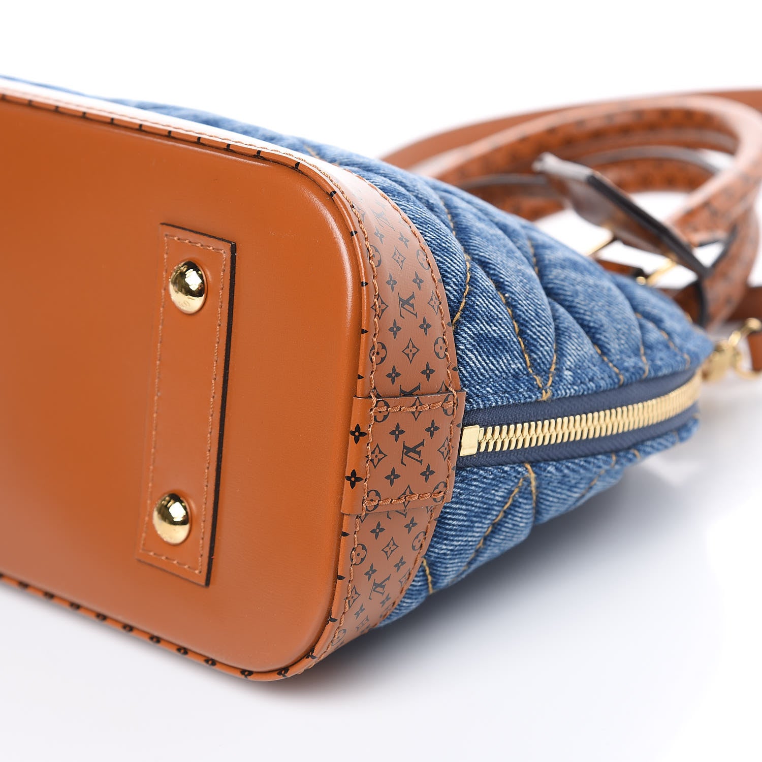 Louis Vuitton Denim Calfskin Reverse Monogram Malletage Alma BB Blue 6 of 8