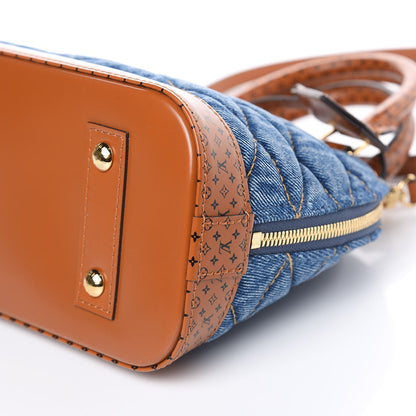 Louis Vuitton Denim Calfskin Reverse Monogram Malletage Alma BB Blue 6 of 8