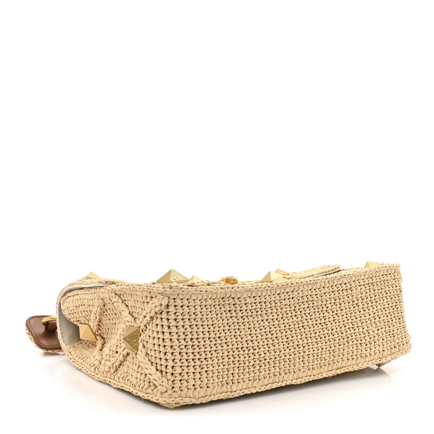Valentino Garavani Raffia Large Roman Stud Shoulder Bag Naturale 4 of 10