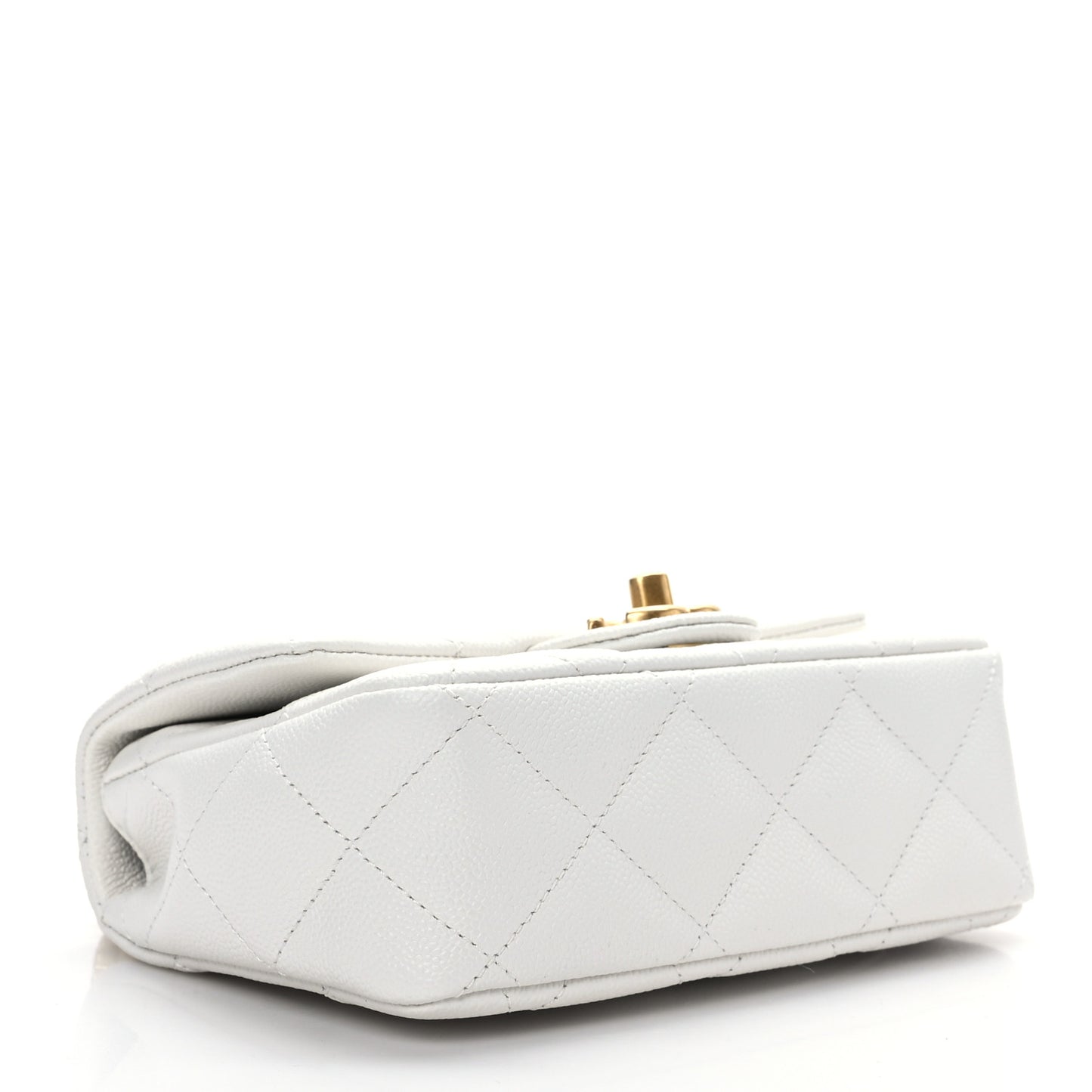 Caviar Quilted Mini Sweetheart Flap White