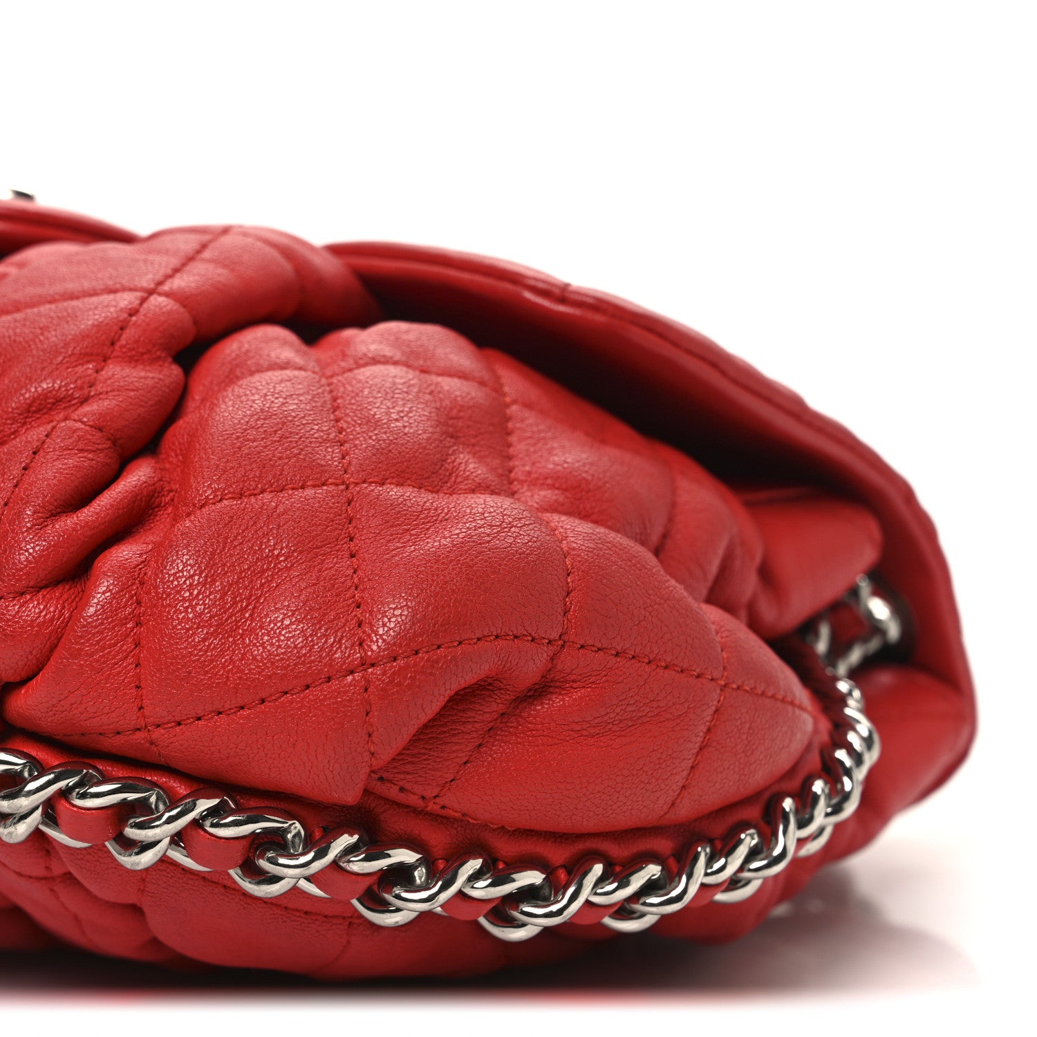 Chanel Washed Lambskin Quilted Medium Chain Around Messenger Red 10 of 10