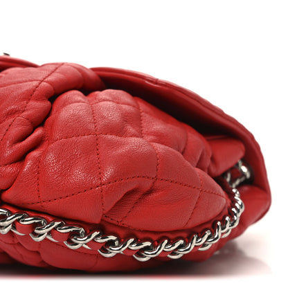 Chanel Washed Lambskin Quilted Medium Chain Around Messenger Red 10 of 10