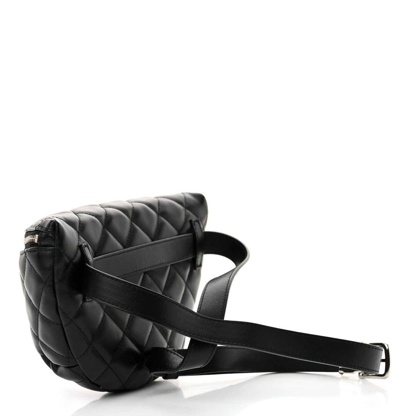 Calfskin Quilted Waist Belt Bag Black