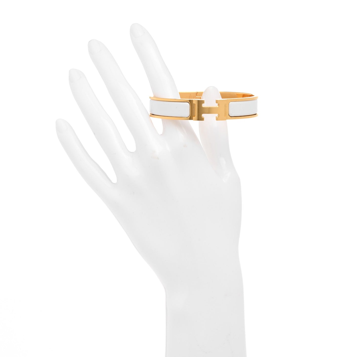 Enamel Narrow Clic Clac H Bracelet PM White
