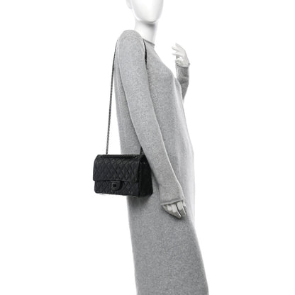 Chanel Glazed Aged Calfskin Quilted 2.55 Reissue 225 Flap So Black 2 of 11