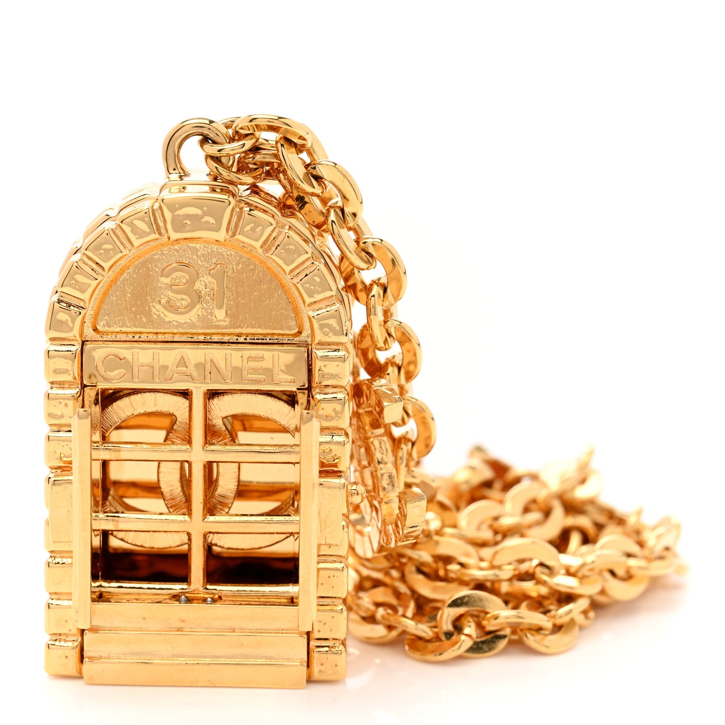Metal 31 Rue Cambon Door Long Necklace Gold