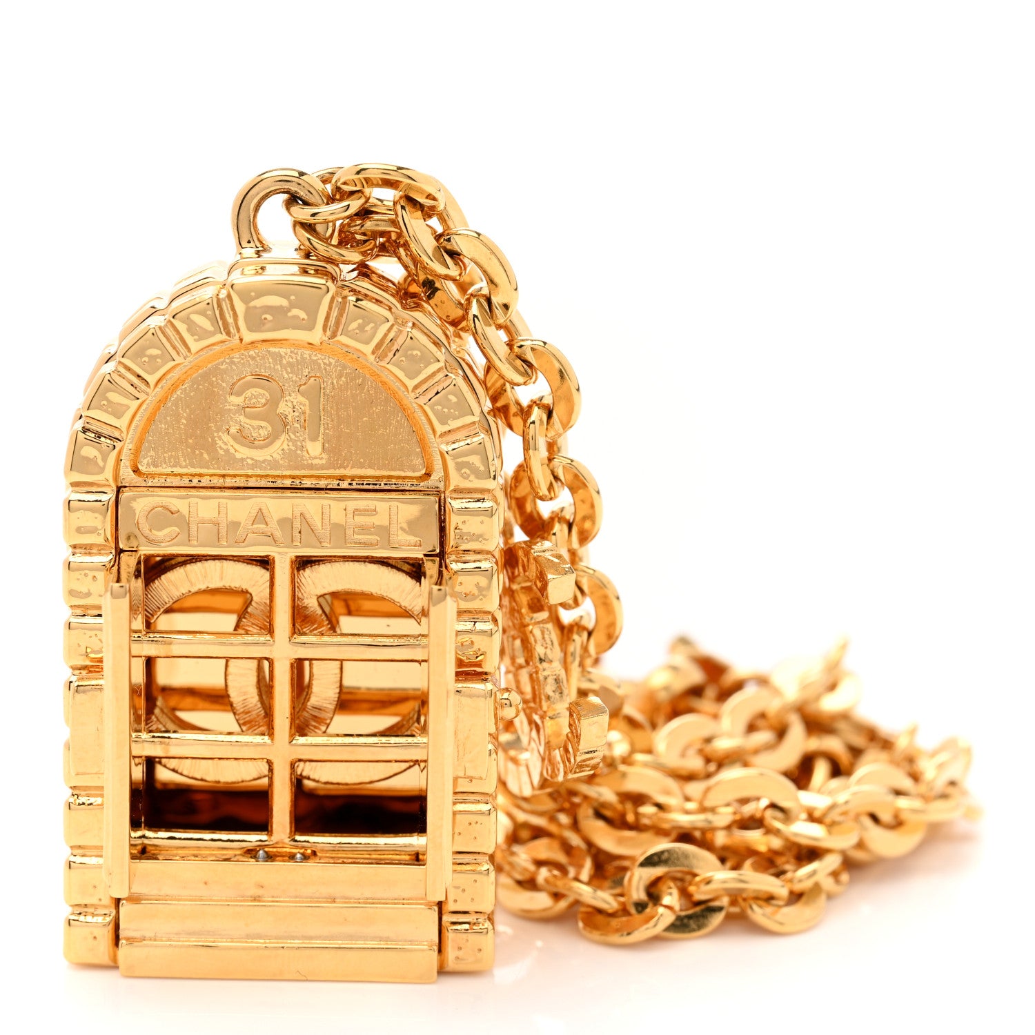 Chanel Metal 31 Rue Cambon Door Long Necklace Gold 7 of 8