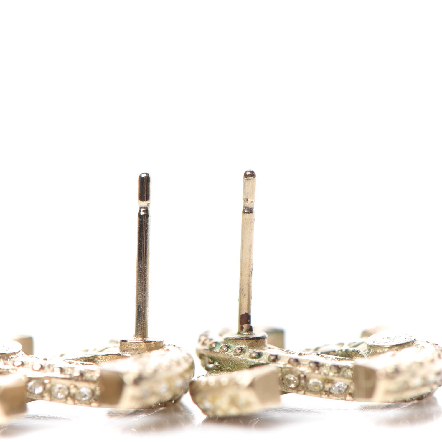Chanel Crystal Timeless CC Earrings Light Gold 3 of 5