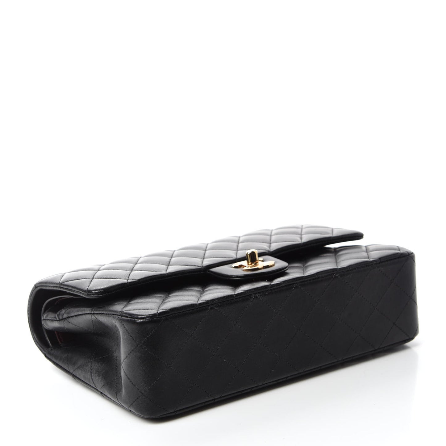 Lambskin Quilted Medium Double Flap Black